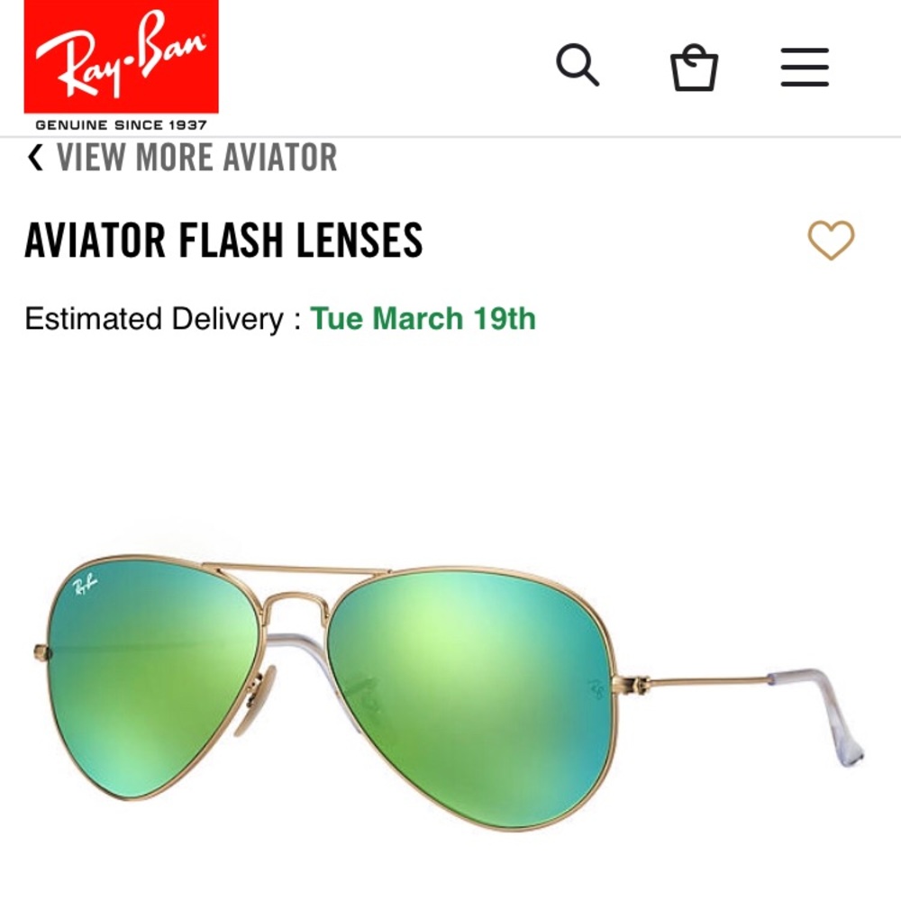 Ray Ban Aviator Flash Lenses: Gold Green Flash